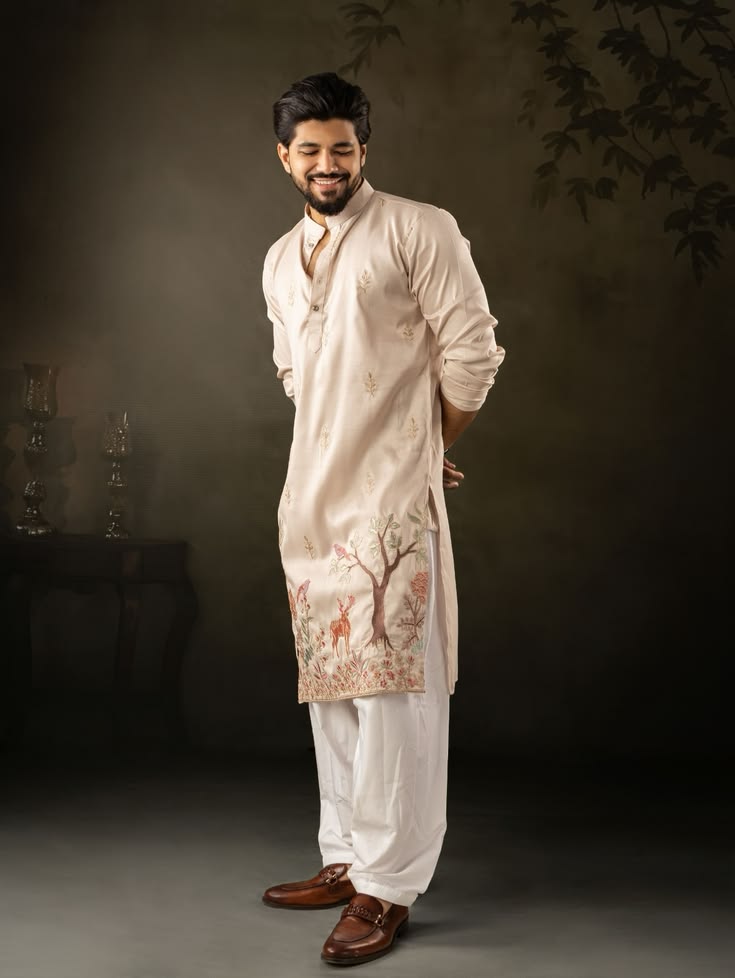 Premium Embroidered Cotton Kurta for Men |  Ethnic Wear thumbnail 3